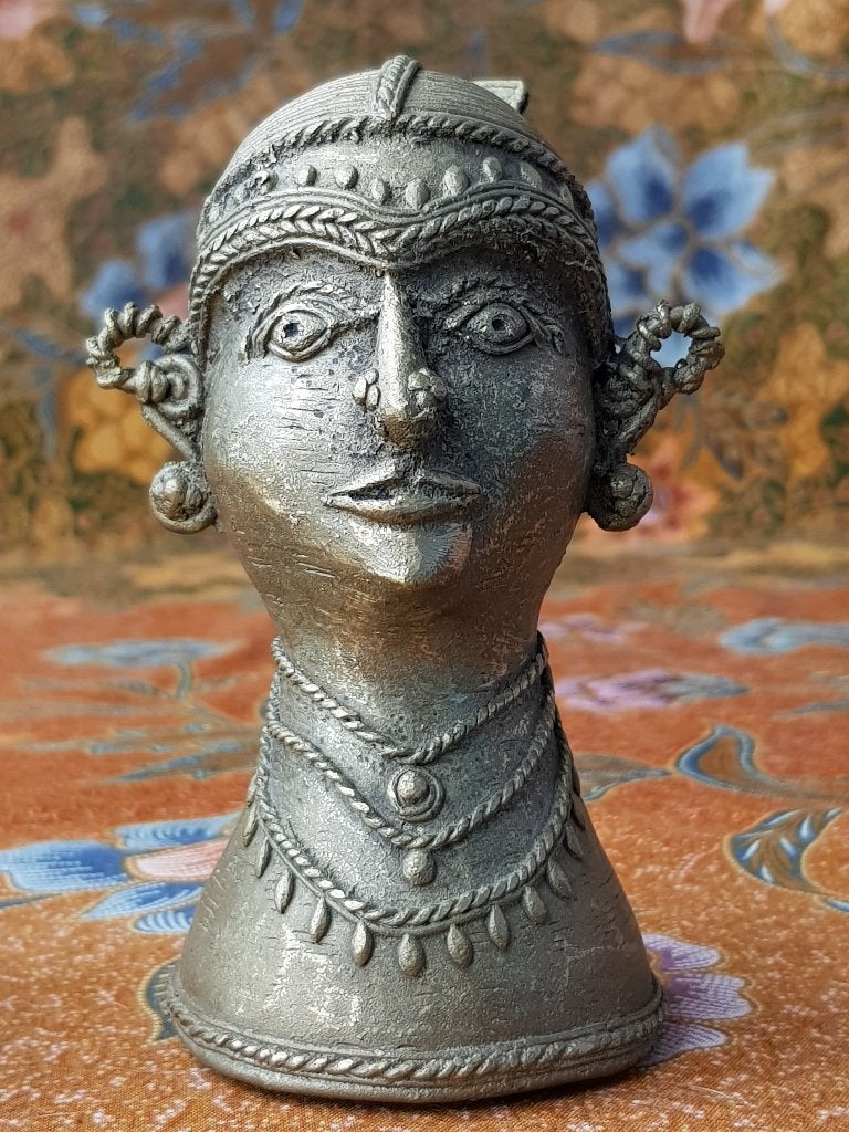 Man en vrouw mooi antiek stel beeldjes van brons uit India., Handgemaakt, India, Ophalen of Verzenden, Brons