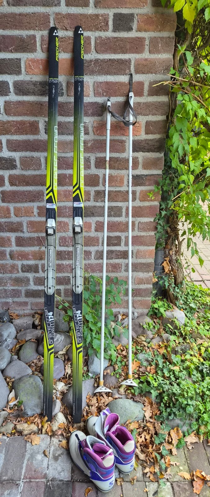 Dames Fischer Langlaufski's met Salomon schoenen en stokken, Ophalen, 160 tot 180 cm, Ski's, Fischer