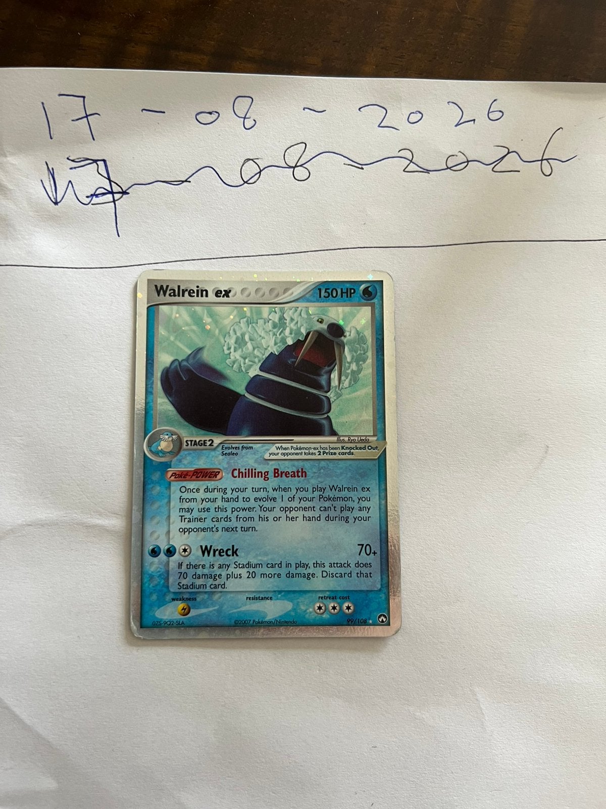 Pokémon Walrein EX 99/108 – Power Keepers te koop!, Ophalen of Verzenden, Zo goed als nieuw, Losse kaart, Foil