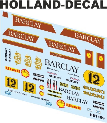 Decals Suzuki RG500 Barclay Boet van Dulmen 1/9, Overige merken, Nieuw, Ophalen of Verzenden, Groter dan 1:32