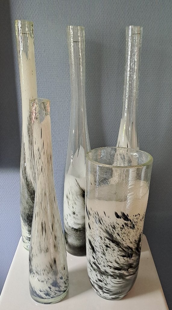 5 Italiaanse Hand Made Vazen, Antiek en Kunst, Ophalen of Verzenden, Vaas, Glas