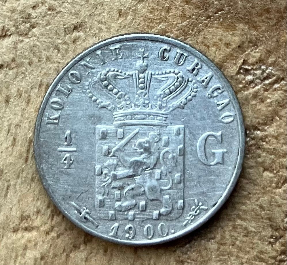 1/4 gulden 1900 Wilhelmina Curaçao, Ophalen, Zilver, 25 cent, Koningin Wilhelmina