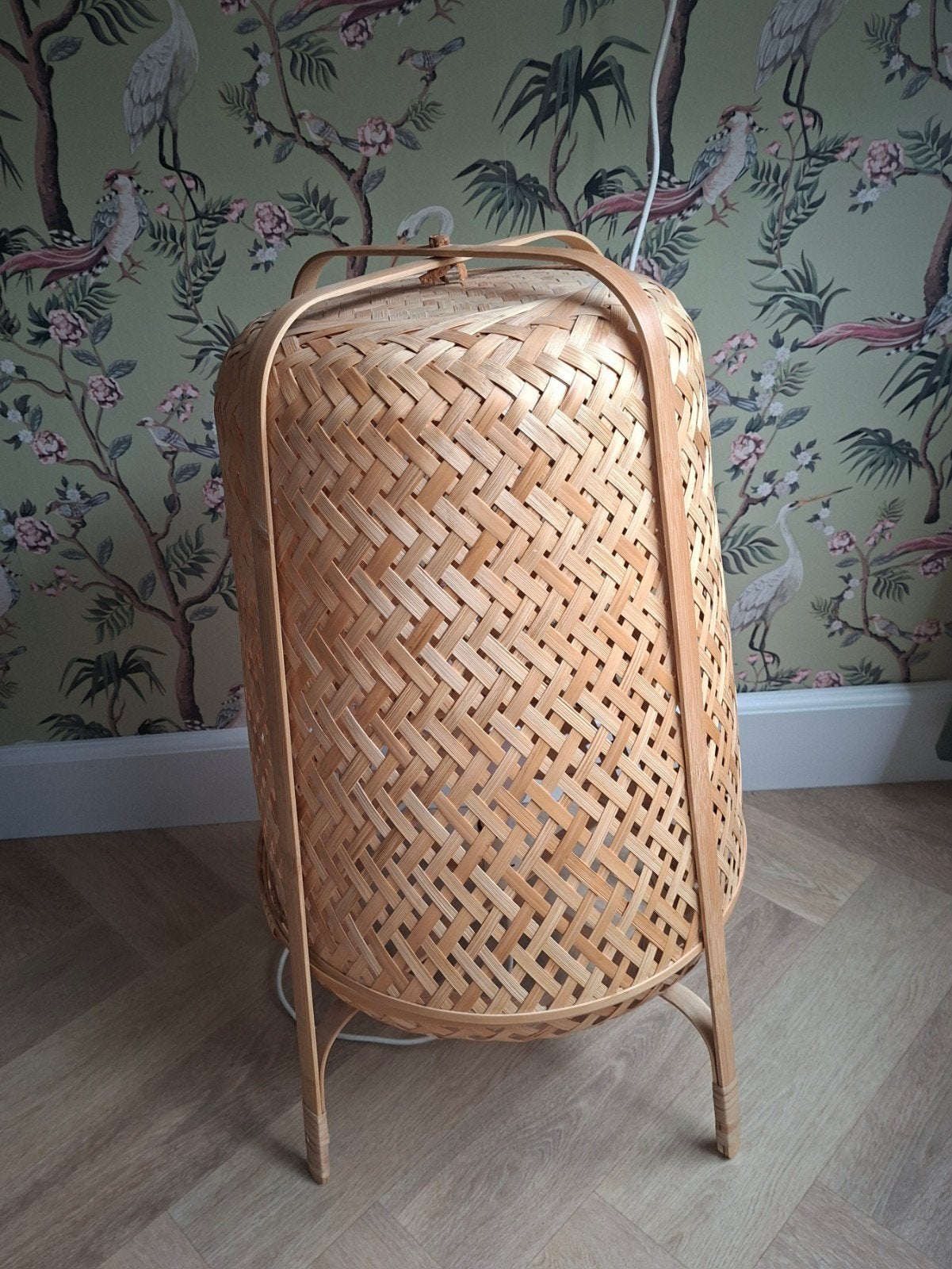 Aangeboden z.g.a.n IKEA Knixhult bamboe vloerlamp, Ophalen, Zo goed als nieuw