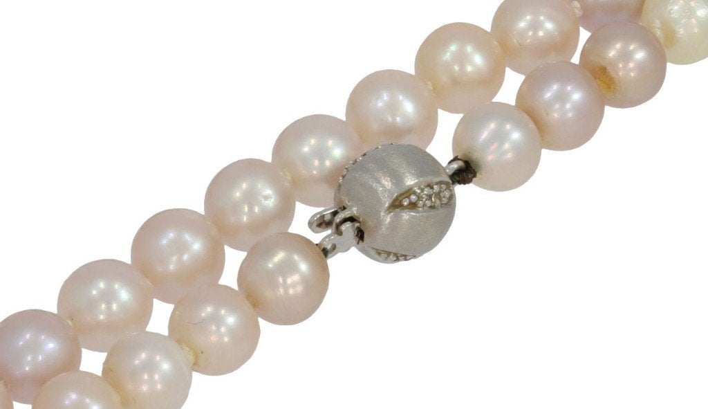 Parel ketting dame fraai 14k slot goud diamant luxe briljant, Voordeelsieraden, Ophalen of Verzenden, Zo goed als nieuw, Met edelsteen