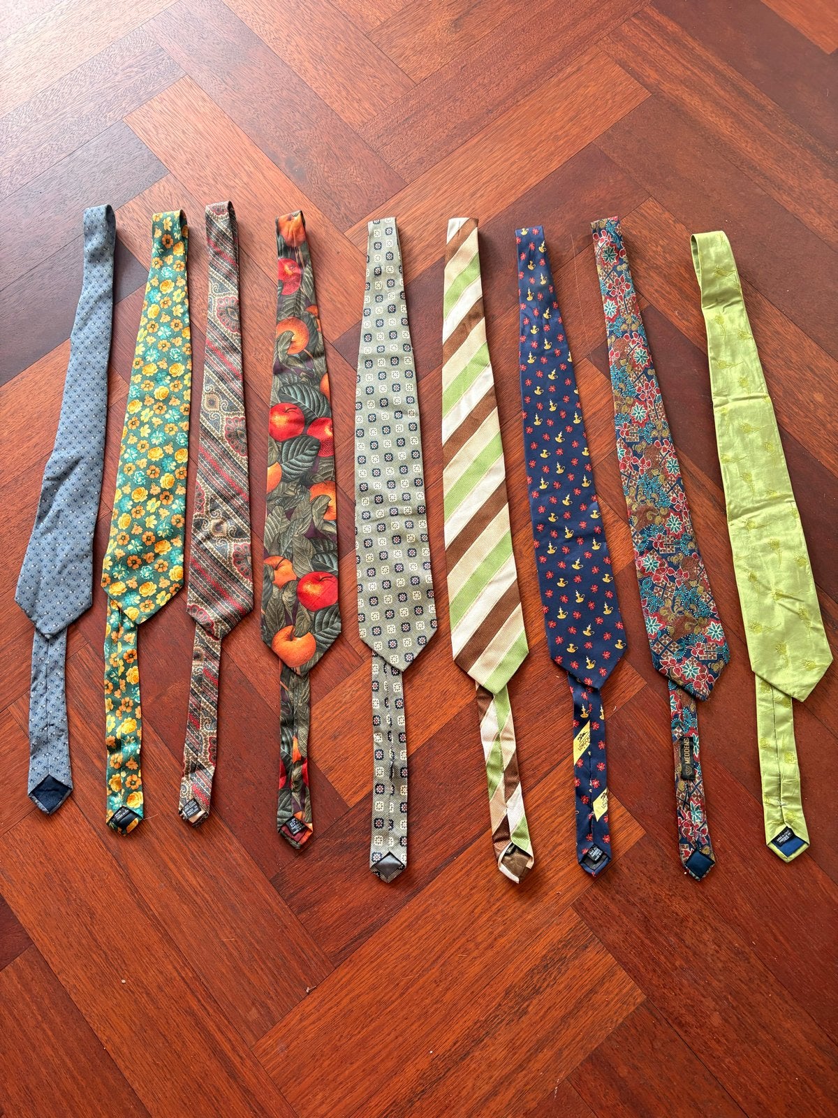 9 Designer Vintage Stropdassen - Diverse Merken en Patronen, Verzenden, Gedragen, Meerkleurig, Met patroon