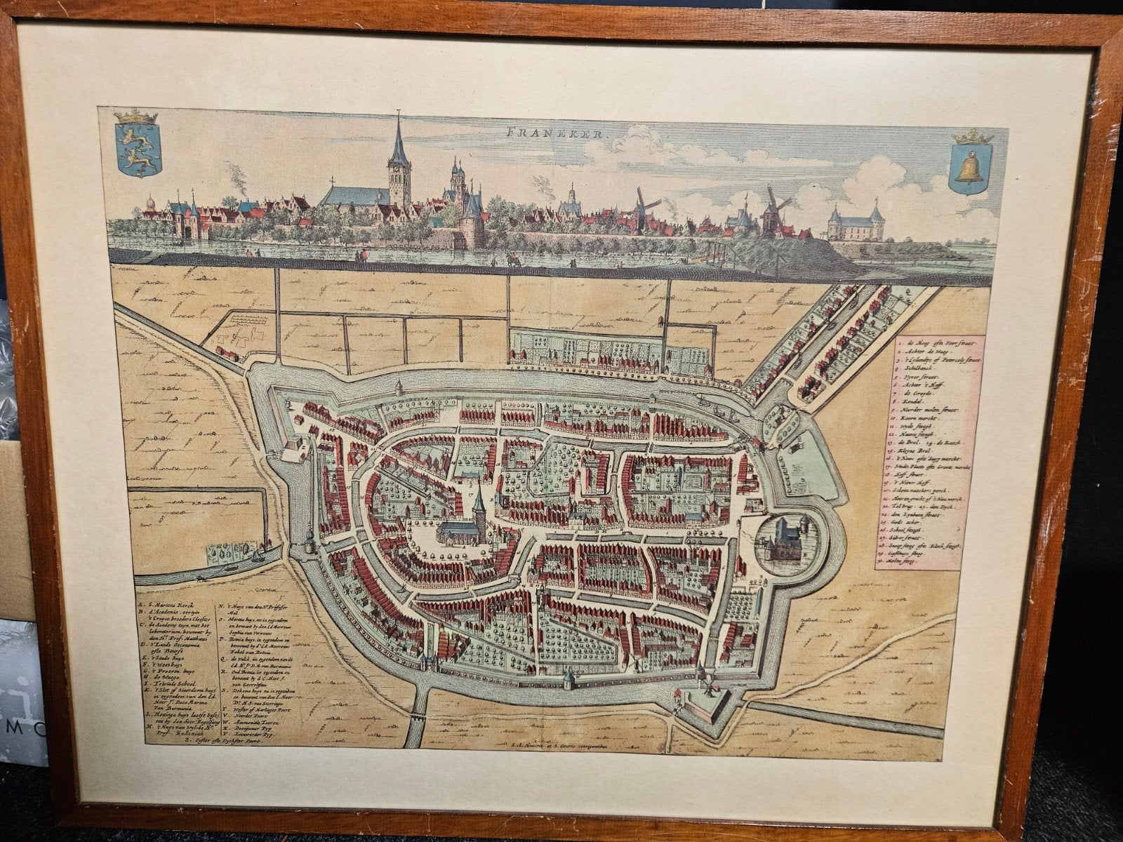 prent Franeker - Stadsplattegrond en gezicht, Ophalen