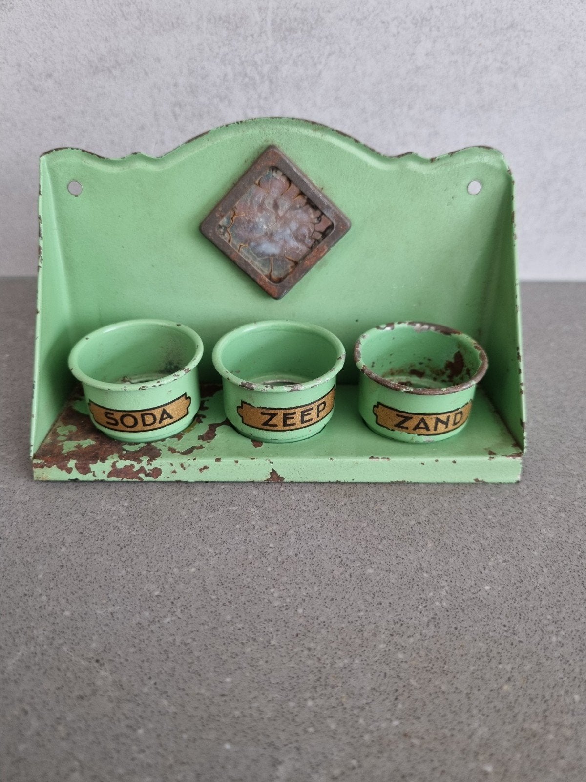 Vintage emaille speelgoed Soda Zeep Zand houder, Gebruikt, Jongen of Meisje, Onbekend, Ophalen of Verzenden