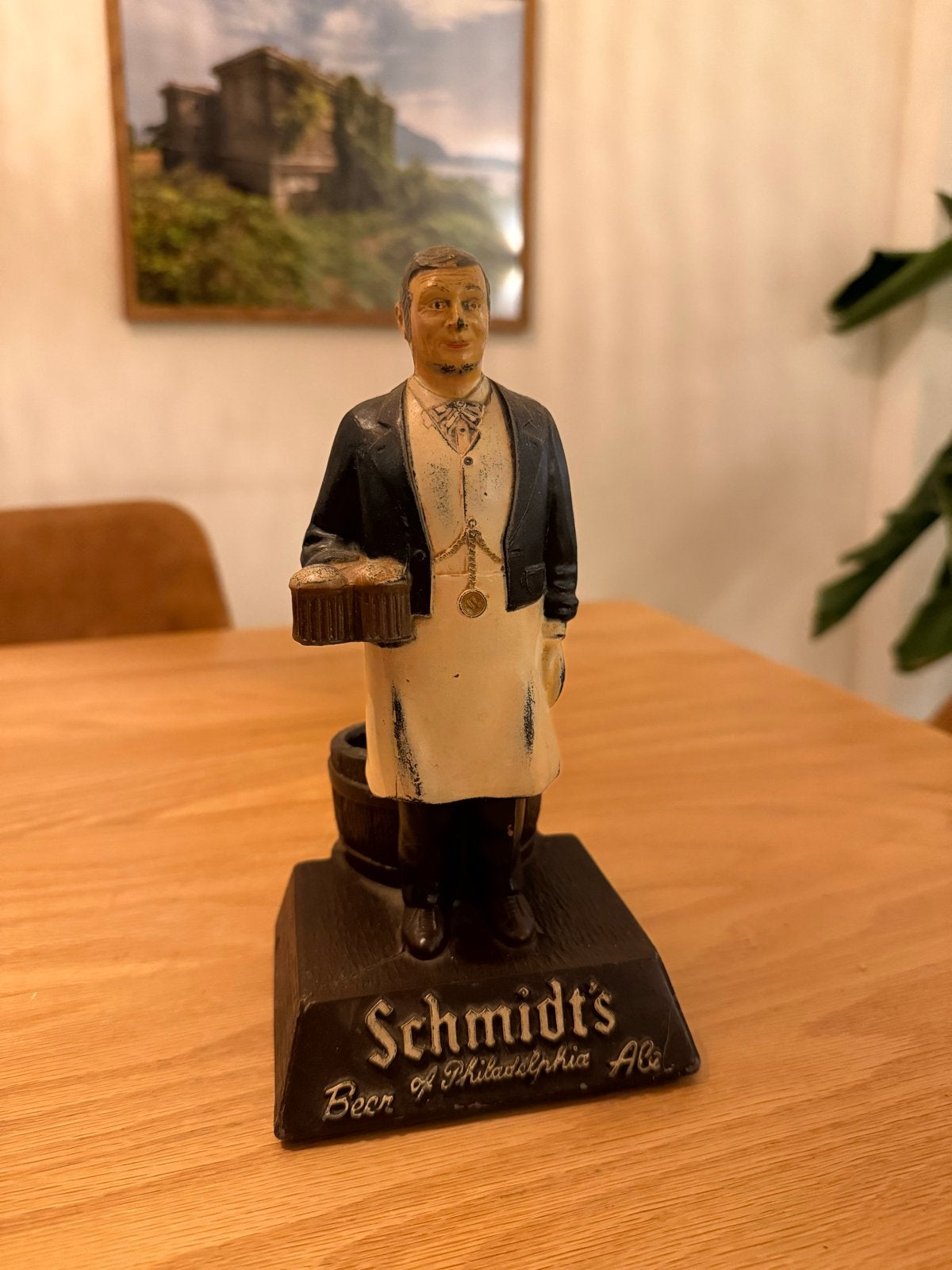 Vintage Schmidt's Beer Metal Barback Beeldje, ca. 1950, Ophalen, Gebruikt, Reclamebord