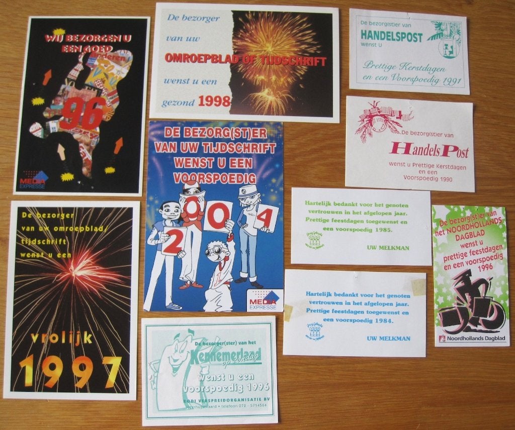 Verzameling bezorgerswensen - bedank kaartjes feestdagen, Ophalen of Verzenden, Zo goed als nieuw