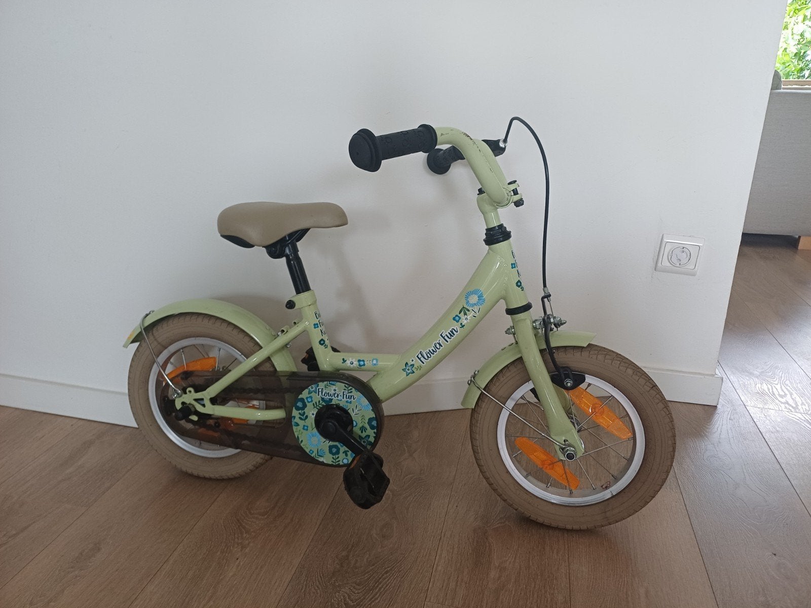 Flower Fun 12 inch kinderfiets, Ophalen, Terugtraprem, Zijwieltjes, Gebruikt
