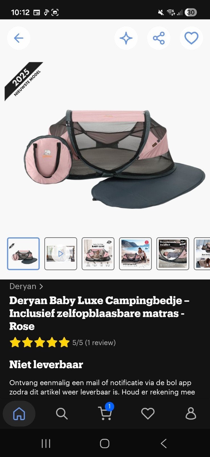 Deryan Baby Luxe Campingbedje - Roze (Nieuwstaat), Kinderen en Baby's, Ophalen of Verzenden, Zo goed als nieuw, Reisbedje