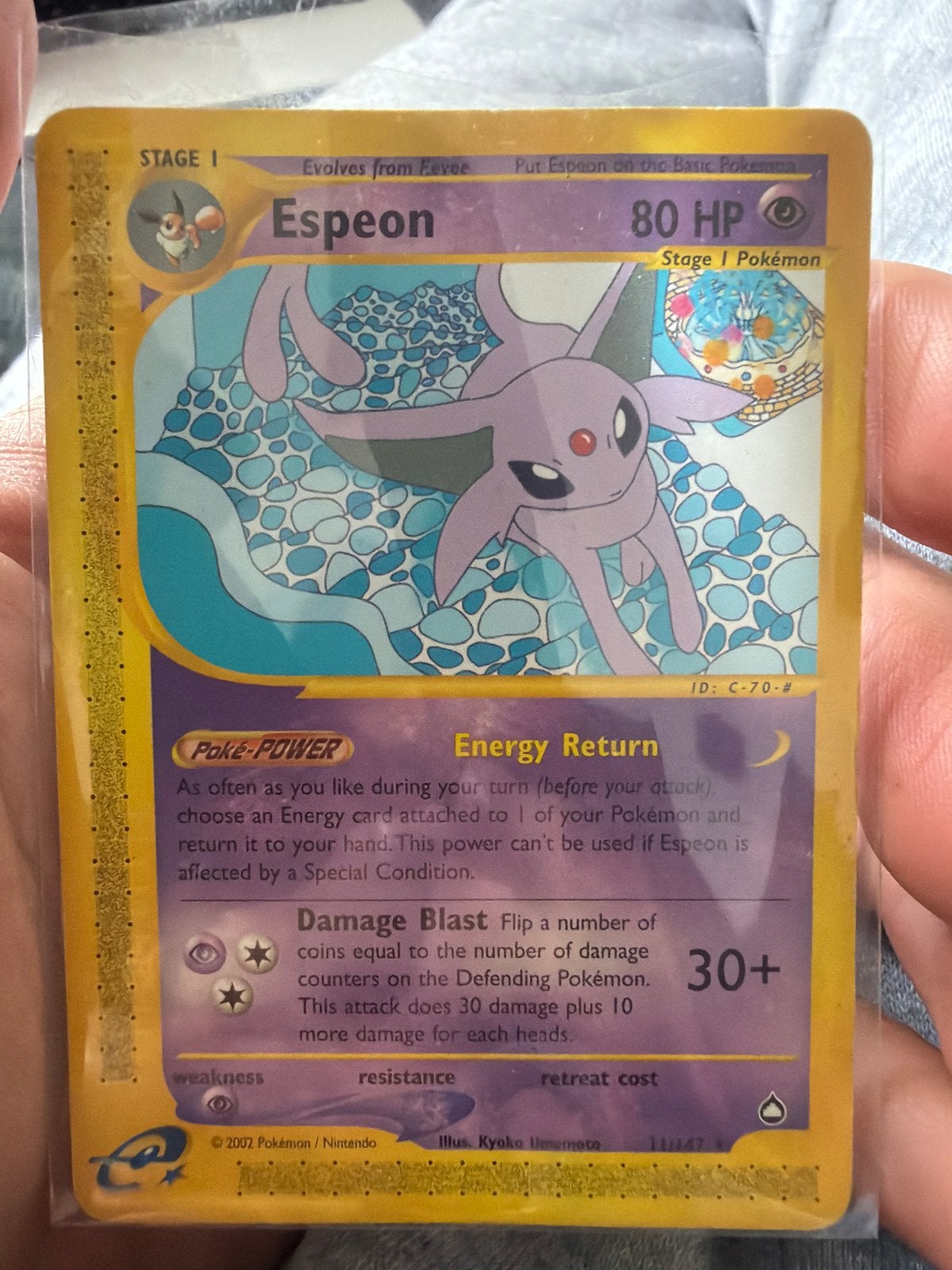 Espeon Pokémon kaart - Stage 1 Eevee Evolutie, Ophalen of Verzenden, Gebruikt, Losse kaart