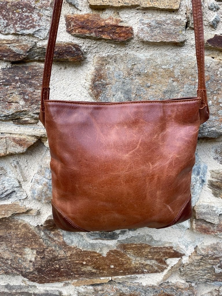 Studio Mel (SM) Leren Crossbody / Schoudertas – Tas‑056, Verzenden, Gebruikt, Bruin, Schoudertasje