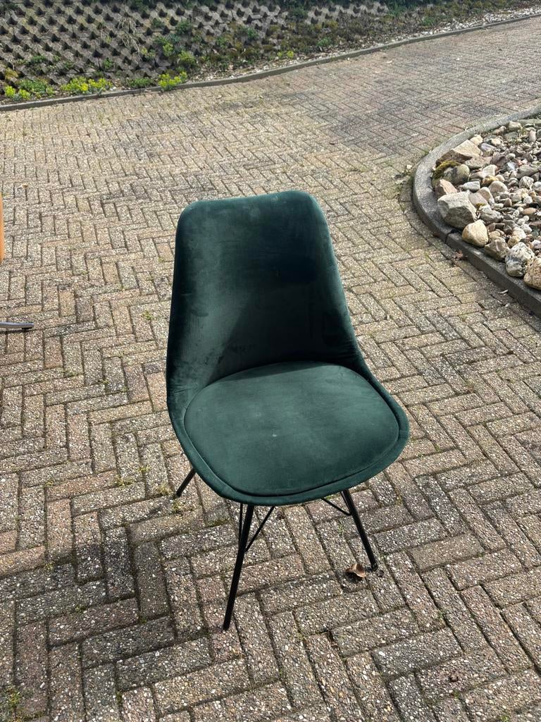 Groene Kick velvet stoel, Huis en Inrichting, Stoelen, Ophalen, Gebruikt, Overige kleuren, Eén