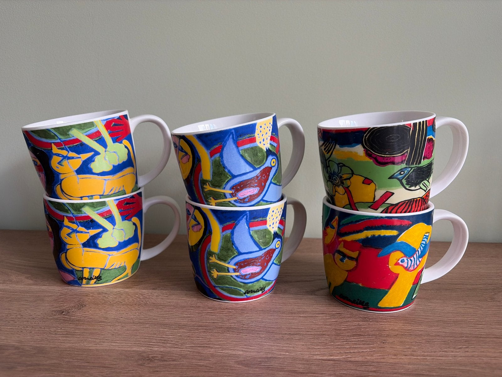 Set van 6 Corneille mokken - kleurrijk en uniek, Ophalen, Steen/keramiek, Meerkleurig, Overige merken