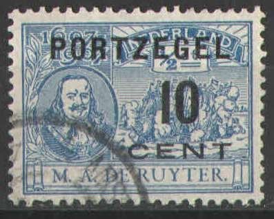Nederland Port 38 gestempeld Michiel de Ruyter 1907, Ophalen of Verzenden, T/m 1940, Gestempeld
