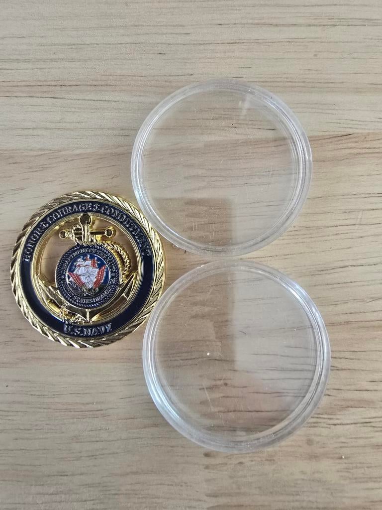 U.S. Navy Challenge Coin - Eer, Moed, Toewijding, Ophalen of Verzenden, Overige typen