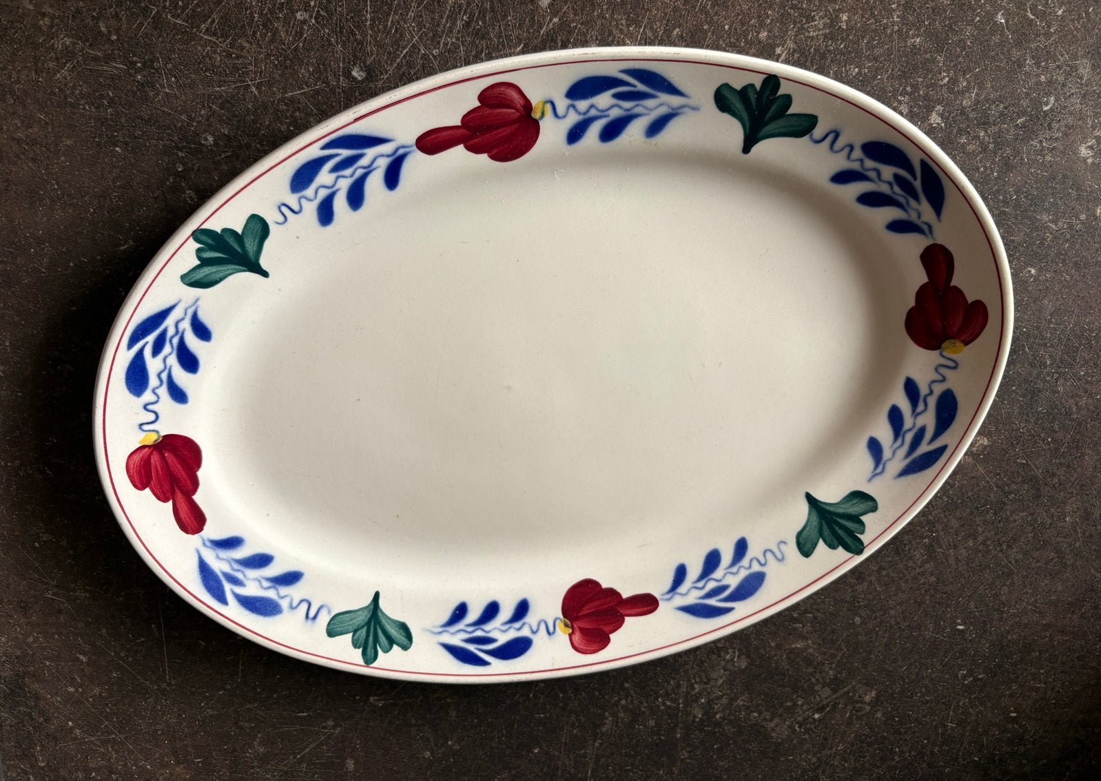 Vintage Boch Frères 'Boerenbont' ovale schaal, Antiek en Kunst, Ophalen of Verzenden