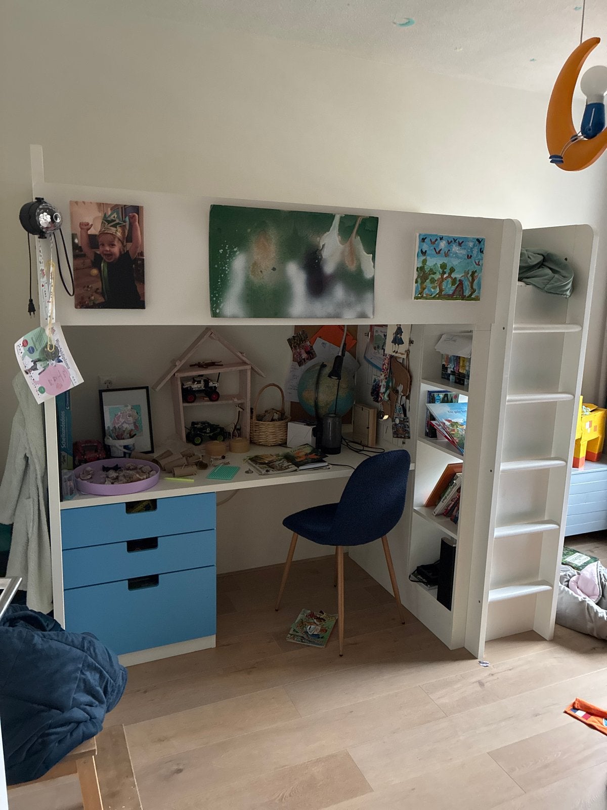 Stapelbed met bureau, opbergruimte en kast, Huis en Inrichting, Slaapkamer | Stapelbedden en Hoogslapers, Ophalen, Gebruikt, Eenpersoons