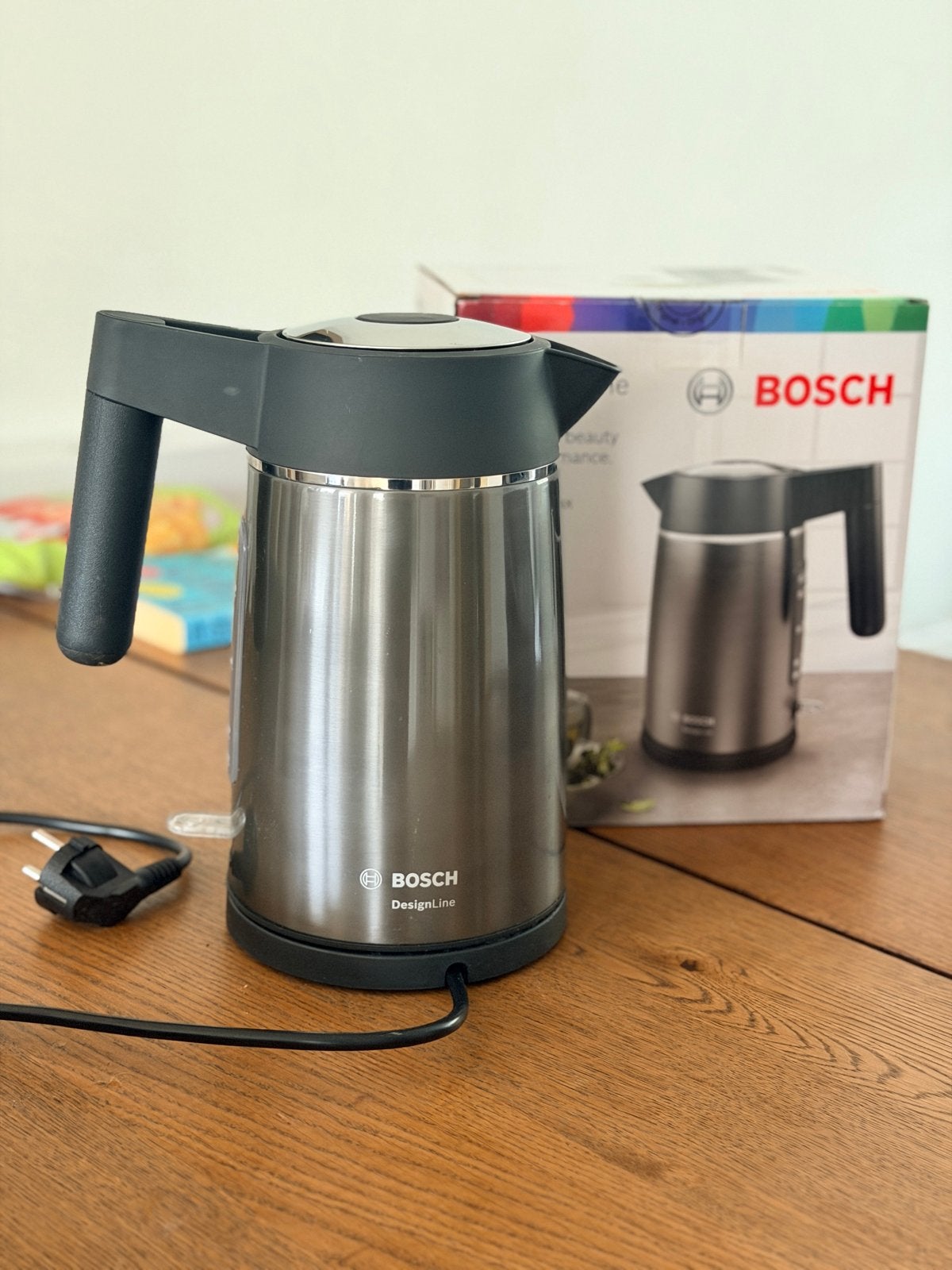 Bosch DesignLine TWK5P475 Waterkoker RVS, Witgoed en Apparatuur, 1 tot 2 liter, Ophalen of Verzenden, Gebruikt, Draadloos