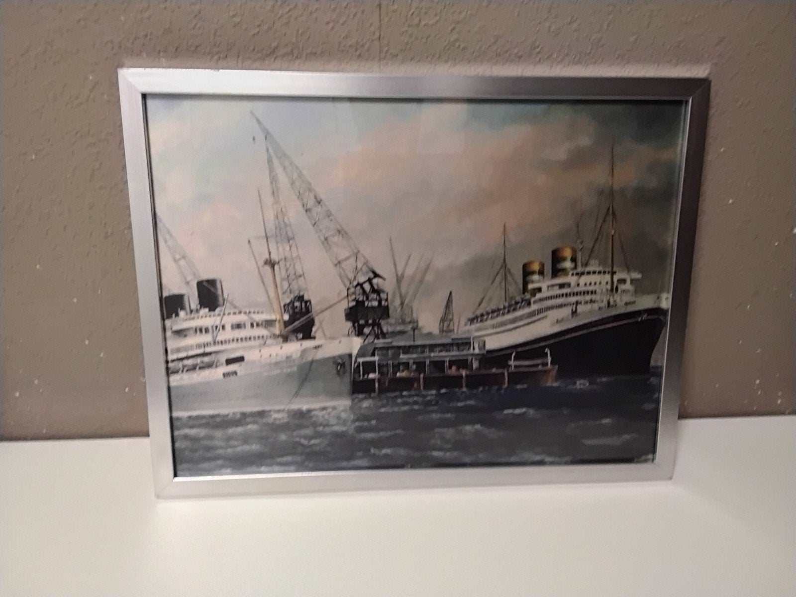 Maritiem schilderij: Schepen in de haven, Ophalen