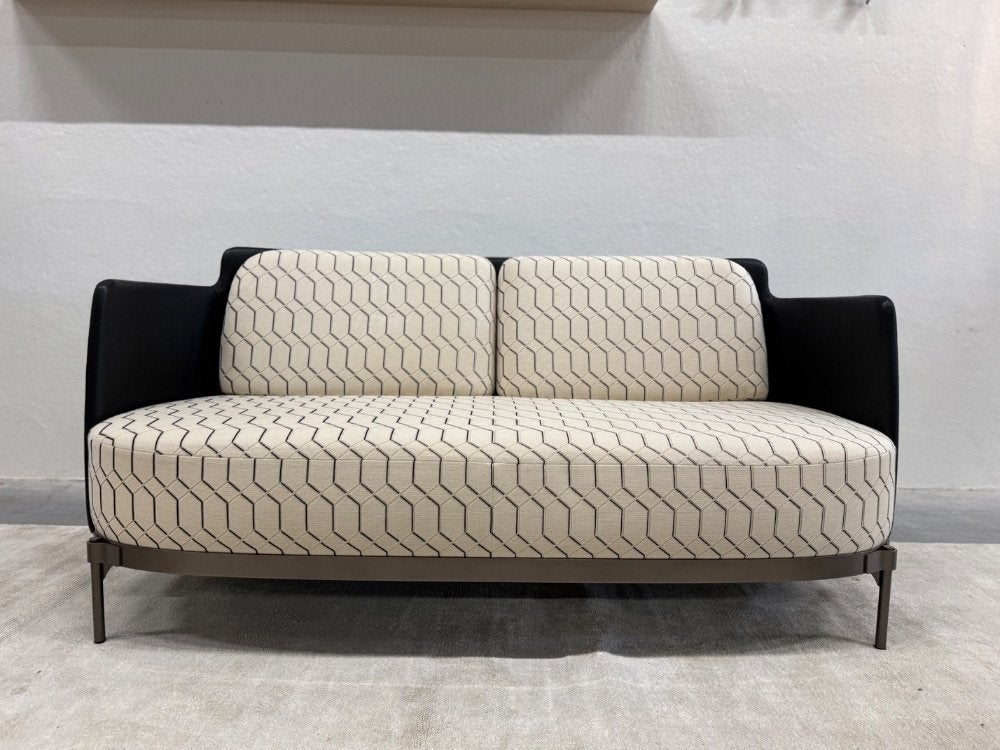 Nieuwstaat Minotti Tape Sofa Stof Design Bank 163 Enna Stoel, Minotti, 150 tot 200 cm, Tweepersoons, 75 tot 100 cm