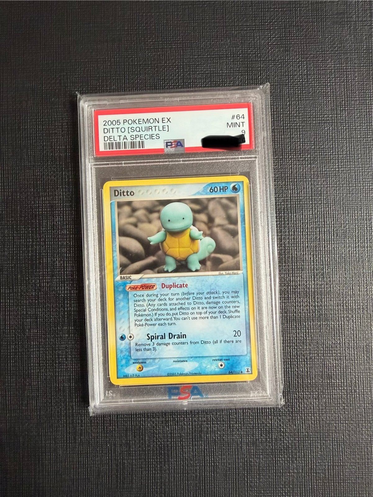 Ditto Squirtle 2005 PSA 9 Pokémon kaart, Ophalen, Zo goed als nieuw, Losse kaart