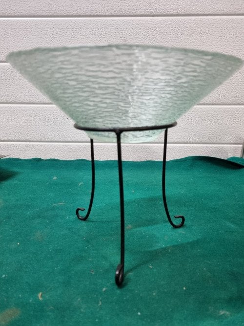 -	schaal op standaard glas metaal, Huis en Inrichting, Ophalen of Verzenden, 'T Olde Gre-j, Info@toldegrej.nl, Endepoelstraat 20f Didam
