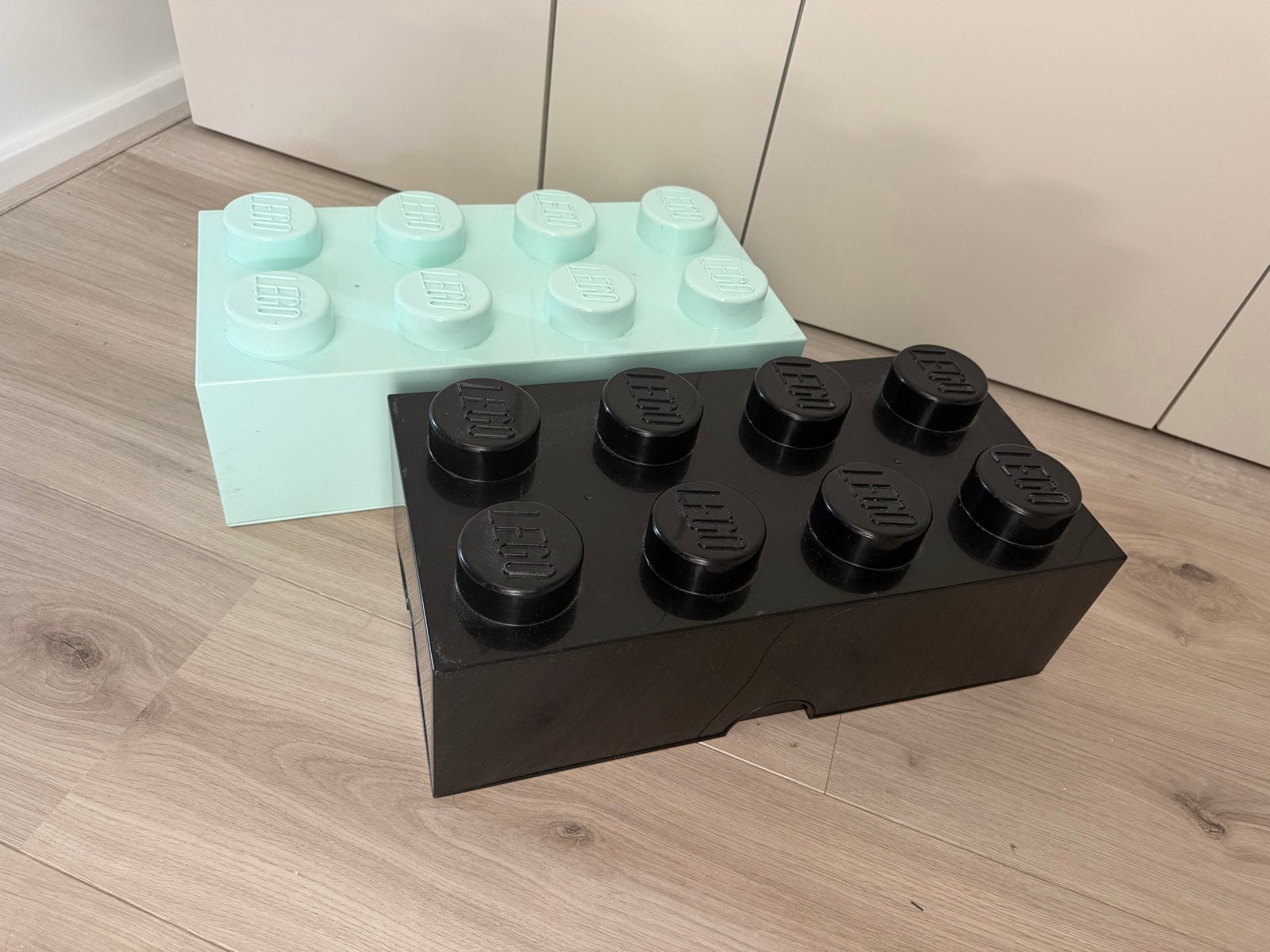Lego opbergboxen - set van 2 (zwart en mintgroen), Ophalen, Gebruikt, Overige typen, Lego