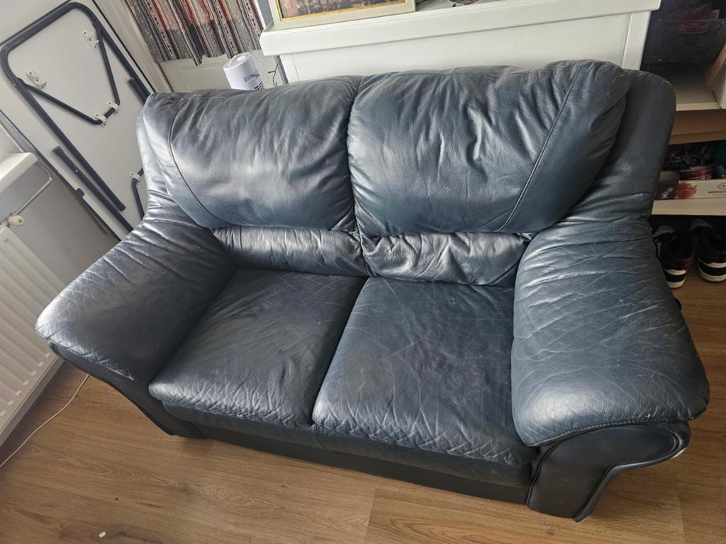 2- zits leren bank, Huis en Inrichting, Banken | Bankstellen, Ophalen, Gebruikt, Tweepersoons, 75 tot 100 cm