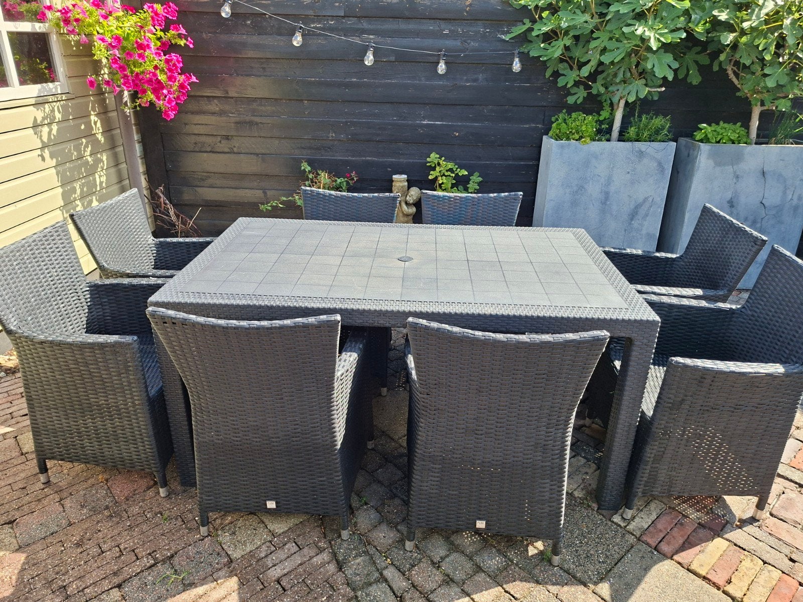 TUINSET TAFEL MET 8 STOELEN, Ophalen, Gebruikt, 8 zitplaatsen, Wicker
