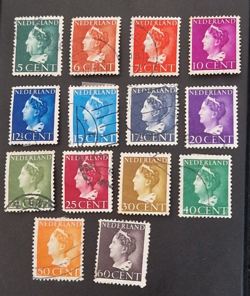 Nederland 1940-1947 - NVPH 332-345 - Koningin Wilhelmina, Ophalen of Verzenden, T/m 1940, Gestempeld
