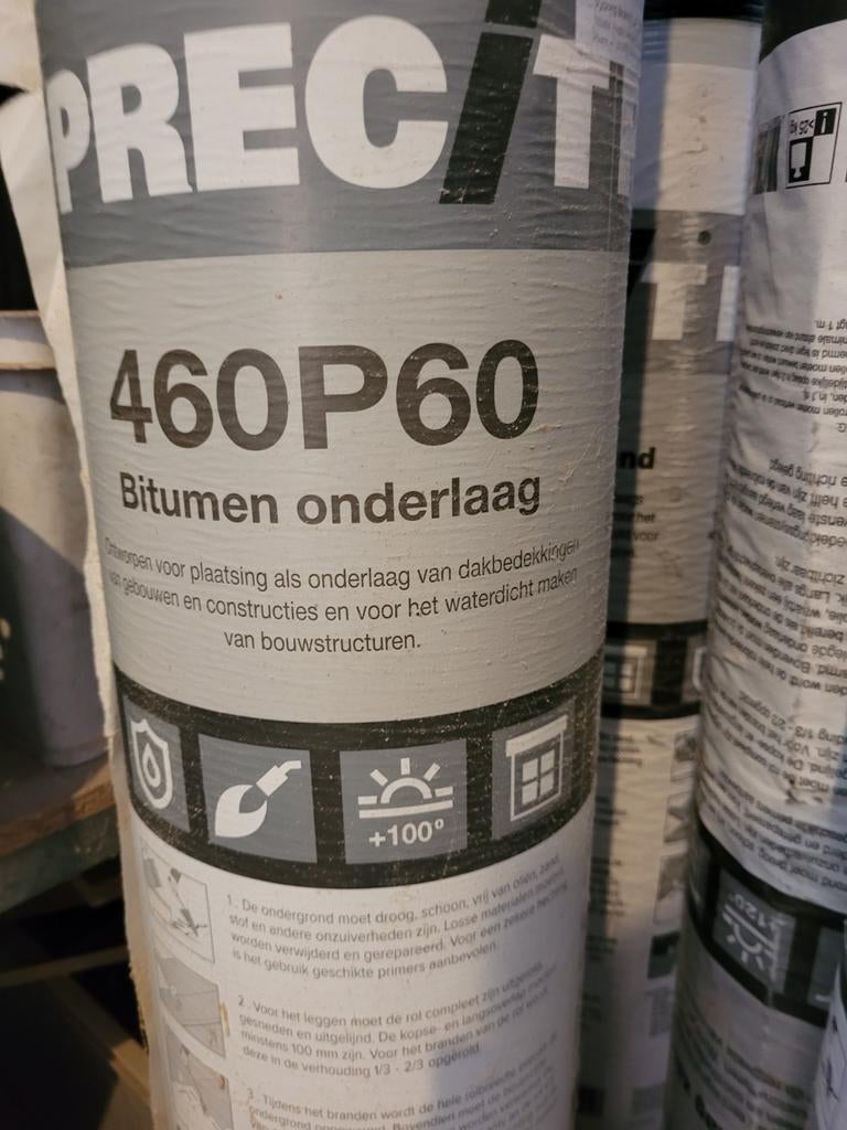 4  x 5 mtr bitumen  dakbedekking  en 1 rol 15 mtr onderlaag., Ophalen, Overige materialen, Zwart, Nieuw