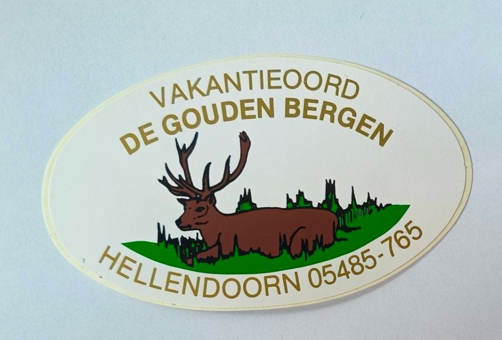 Sticker Vakantieoord De Gouden bergen. Hellendoorn, Verzamelen, Ophalen of Verzenden, Zo goed als nieuw, Bedrijf of Vereniging