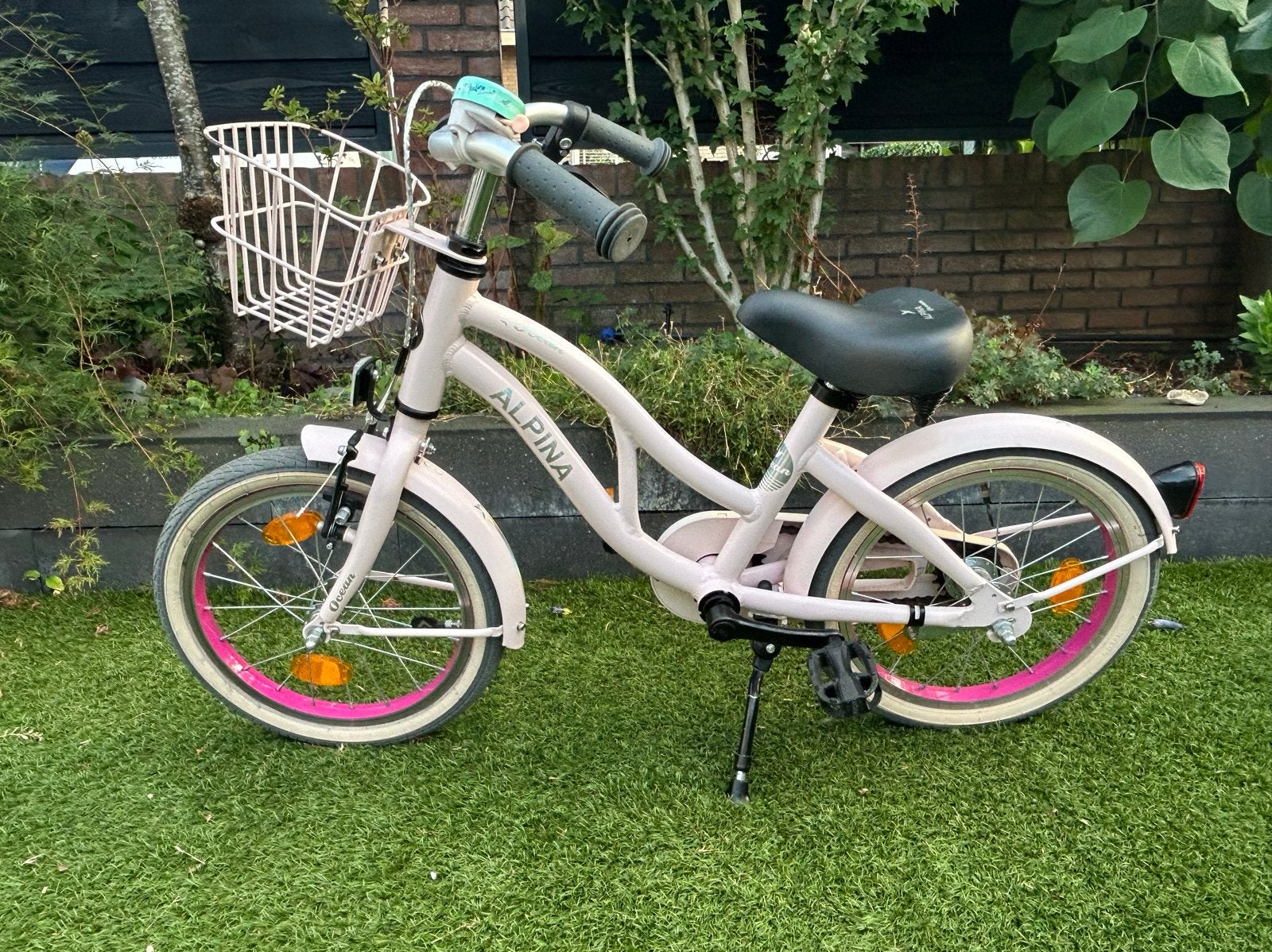Alpina Ocean Roze Kinderfiets 16 inch, Ophalen, Gebruikt, Terugtraprem, 16 tot 20 inch