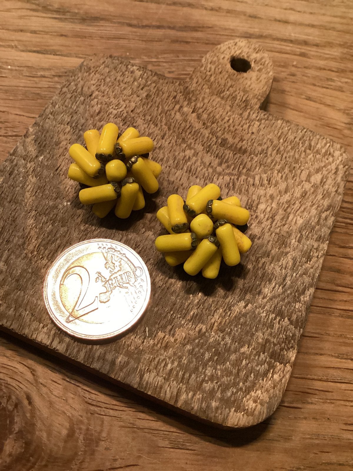 Vintage oorbellen, Sieraden, Tassen en Uiterlijk, Oorbellen, Verzenden, Gebruikt, Geel, Overige materialen