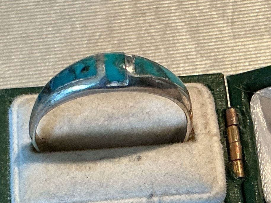 ZILVER RING MET TURKOOIS EDELSTEEN, Verzenden, Zilver, Ring, Met edelsteen