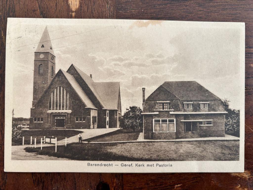 Barendrecht - Geref Kerk met pastorie (Bethelkerk), Verzenden, 1920 tot 1940, Gelopen, Zuid-Holland
