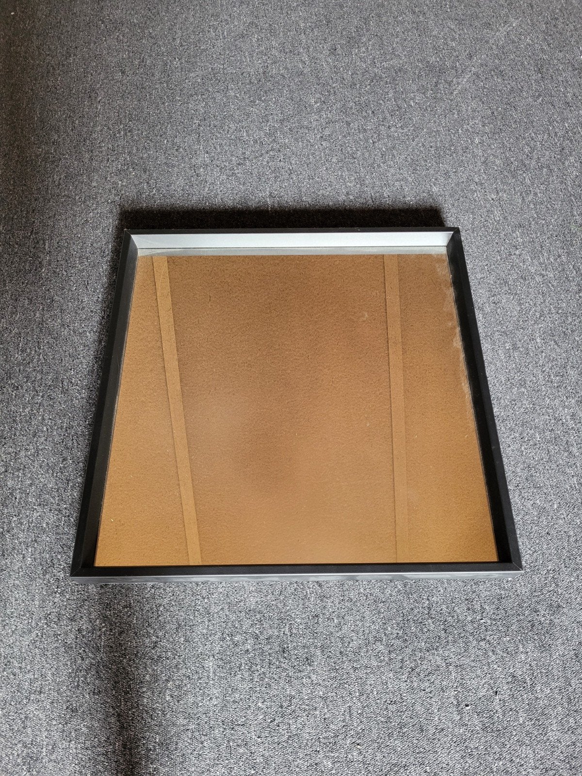 Zwart/bruine spiegel 66x66 cm, Ophalen, Kunststof, Gebruikt, Spiegellijst