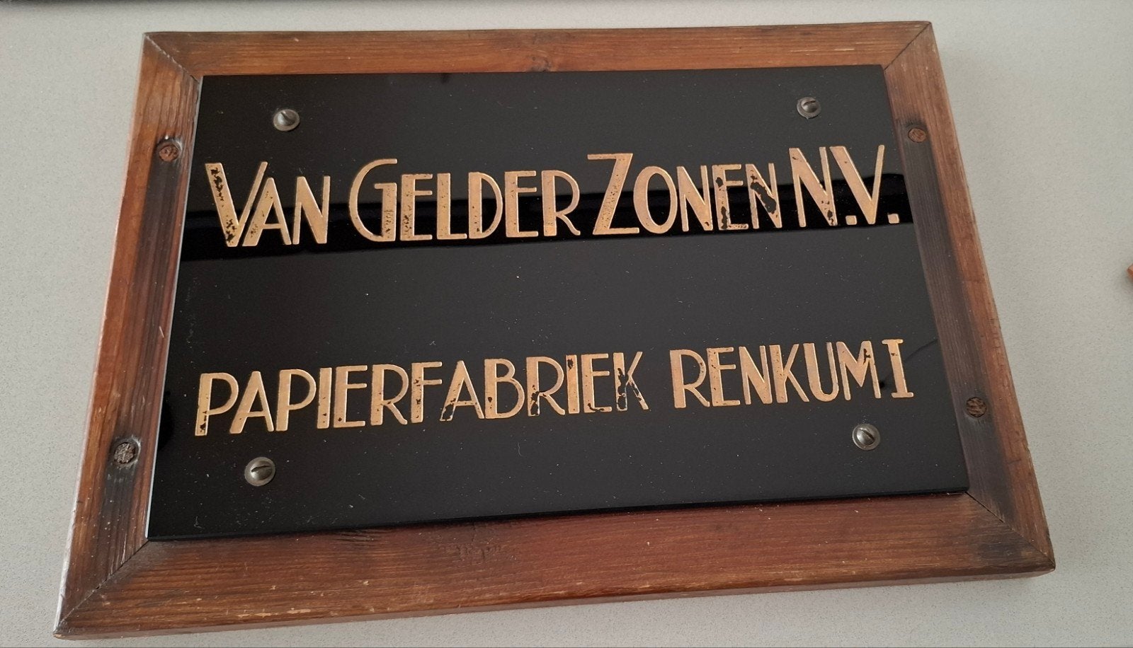 Historisch bord Van Gelder Zonen N.V. Papierfabriek Renkum, Ophalen of Verzenden