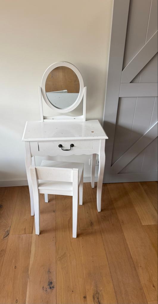 Kaptafel met spiegel en stoeltje, Huis en Inrichting, Tafels | Kaptafels, Ophalen, Minder dan 50 cm, Gebruikt, 100 tot 150 cm