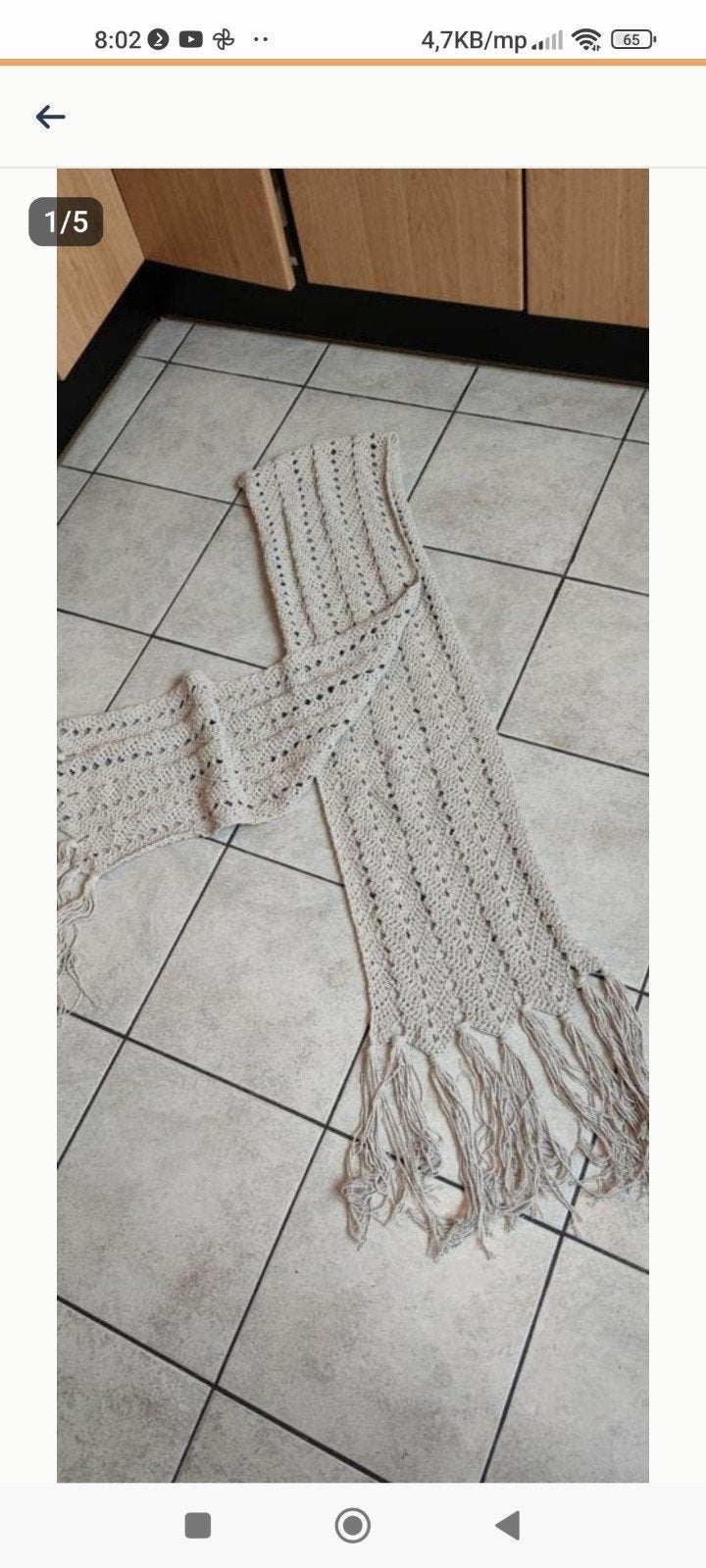 HANDMADE gehaakte sjaal Bahama Beige, Ophalen of Verzenden, Zo goed als nieuw, Maat 46/48 (XL) of groter, Sjaal