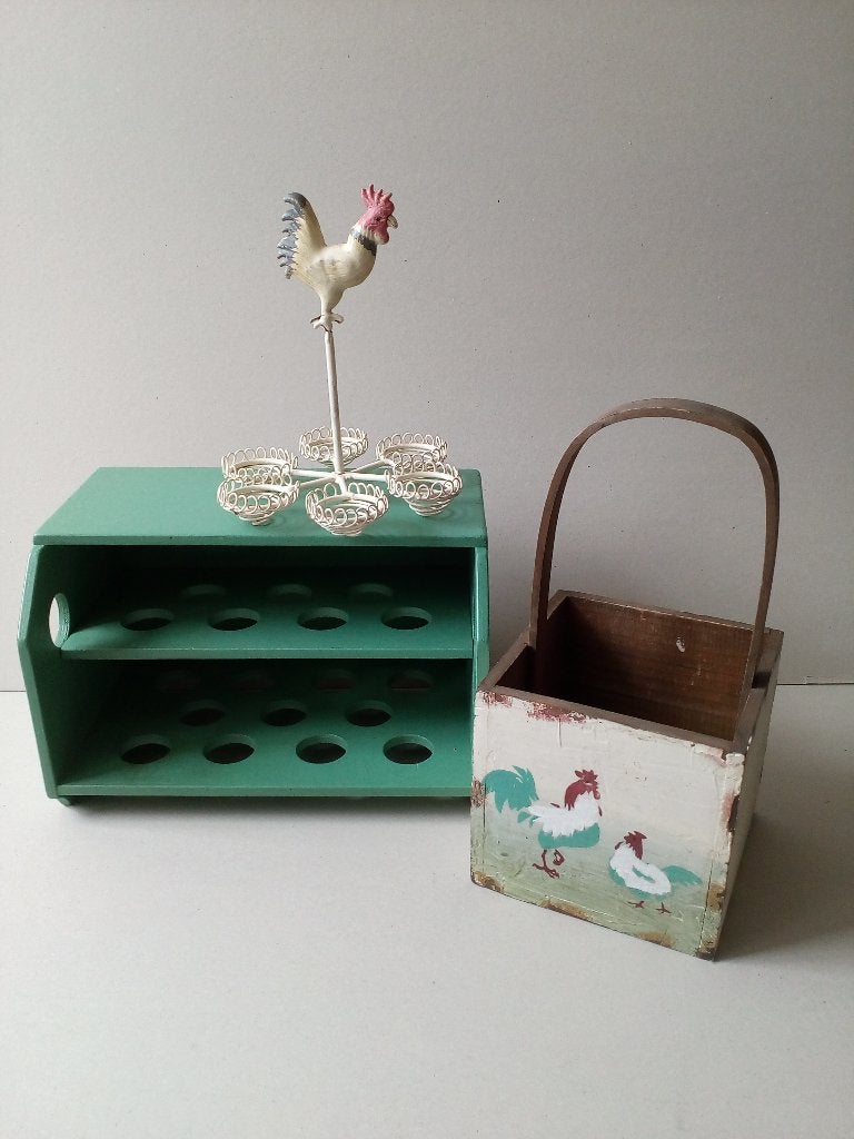 Brocante eierrekken/mandje.Hout/metaal.Pr.p/st.vanaf., Antiek en Kunst, Ophalen of Verzenden