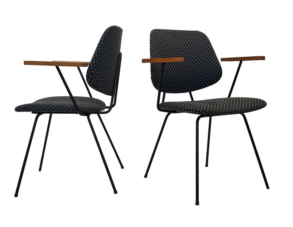 Vintage set van Vier Kembo Eetkamerstoelen - Wim Rietveld, Vintage stoelen, Gebruikt, Bruin, Verzenden
