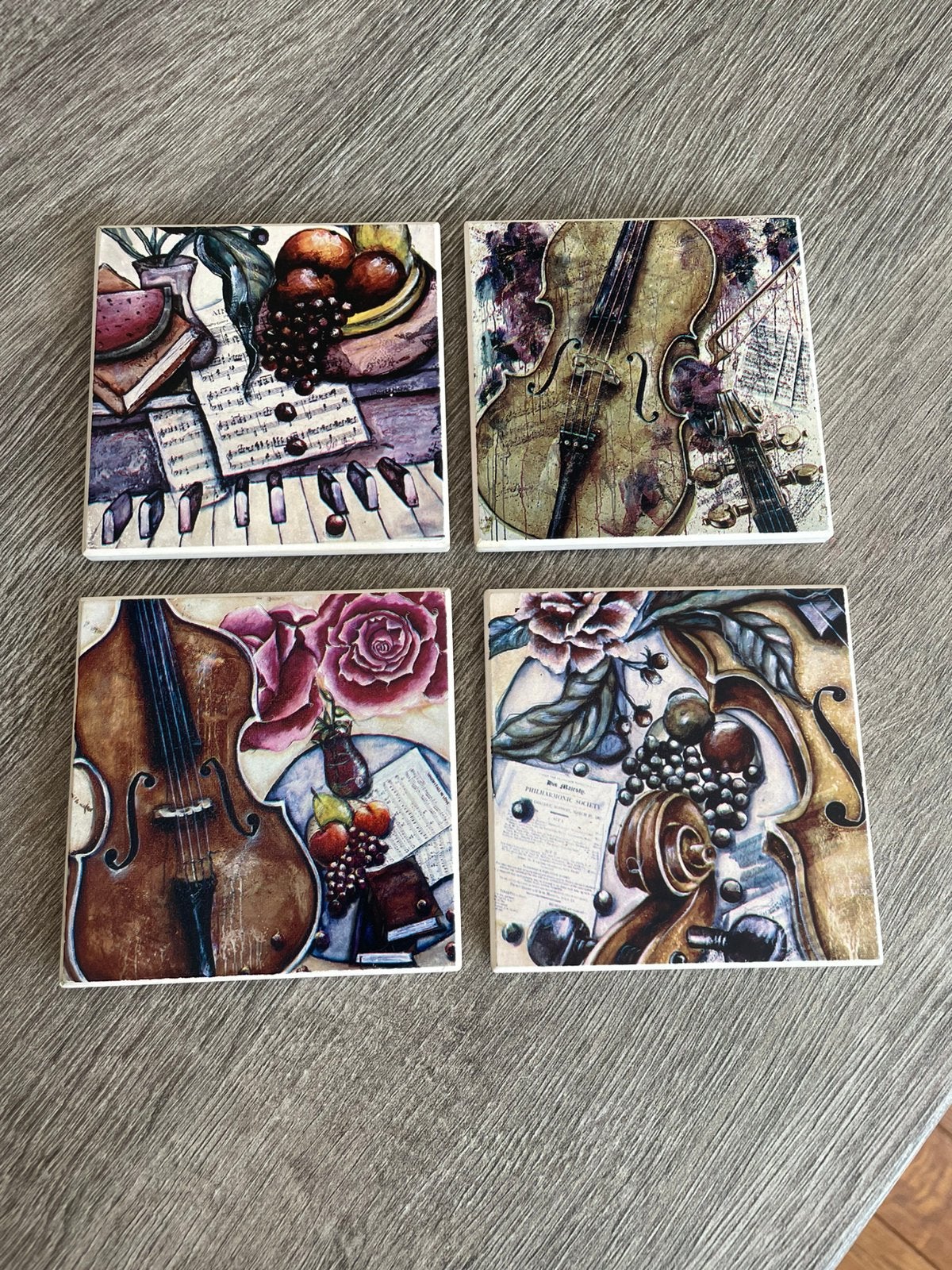 Onderzetters ( muziek thema ), Huis en Inrichting, Woonaccessoires | Onderzetters, Gebruikt, Steen/keramiek, Glasonderzetter, Meerkleurig