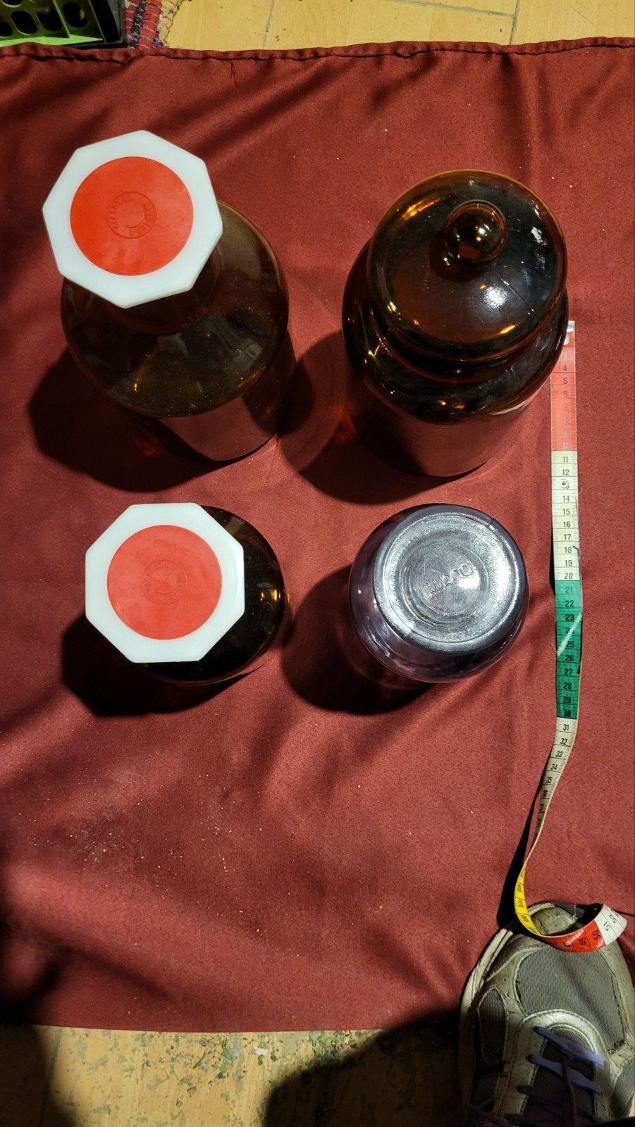 Set van 4 Vintage Apothekersflessen/Potten, Ophalen of Verzenden