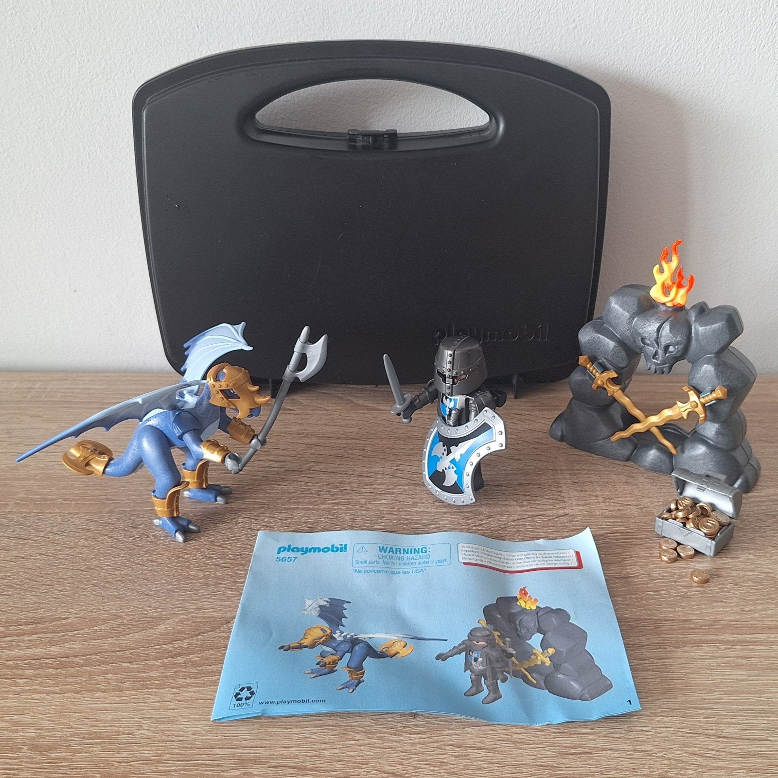 Playmobil Draak en Ridder Set 5657 met meeneem koffer, Complete set, Fantasy, Ophalen of Verzenden, Zo goed als nieuw