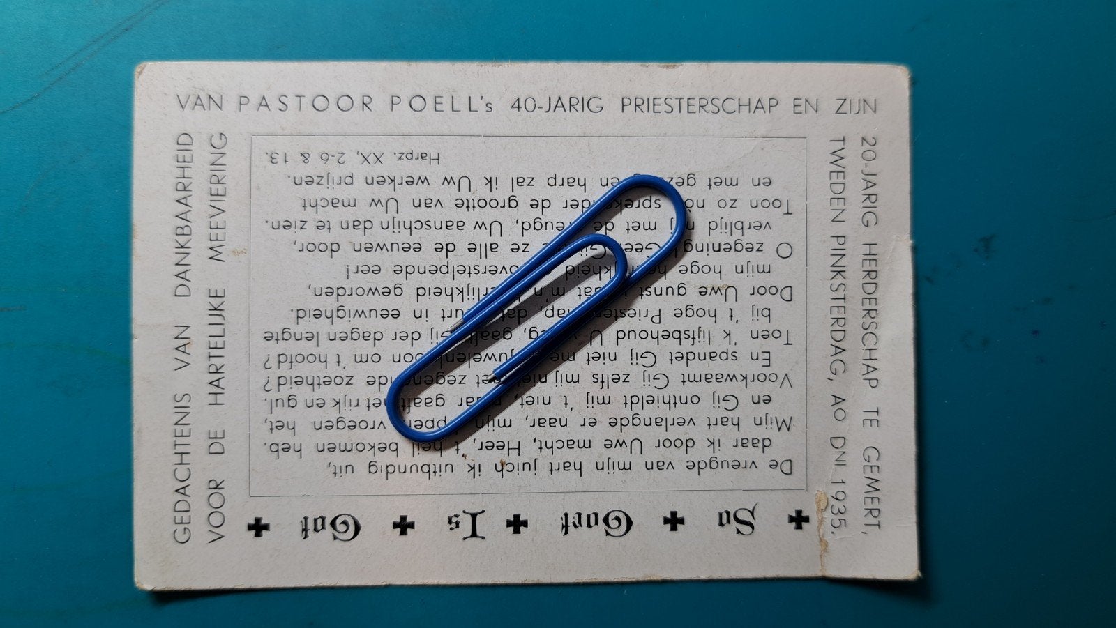 Gemert Pastoor Poell , 40 jaar priester 1935, prentje, Verzenden, Bidprentje