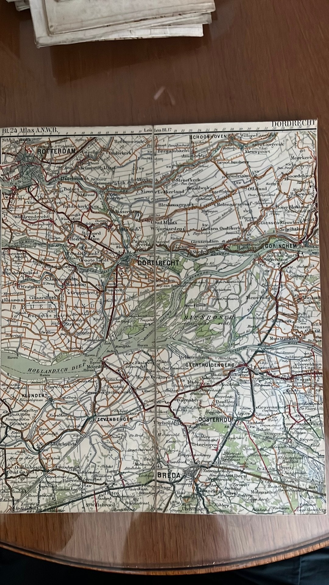 ANWB atlas blad 24 Dordrecht 1919, Gelezen, Ophalen of Verzenden, Landkaart, 1800 tot 2000