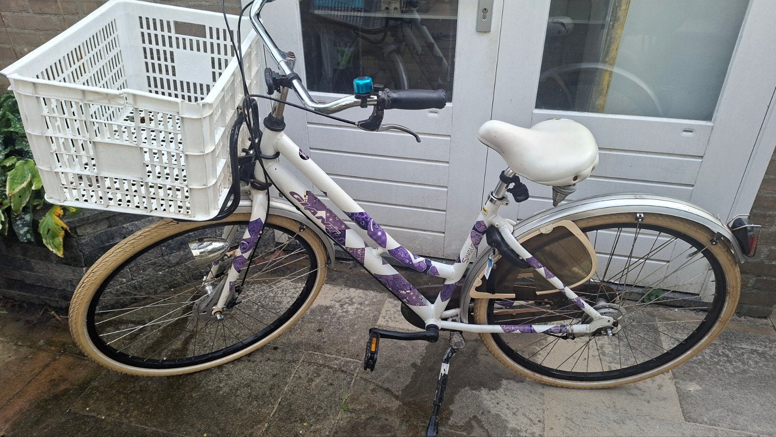 Giant Single4U Damesfiets met mand en slot, Fietsen en Brommers, Gebruikt, Velgrem, 50 tot 53 cm, Ophalen